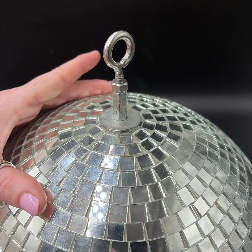 MIRROR DISCO BALL RARE 1970s 12’’ Diameter Glass - Likely Commercial HEAVY